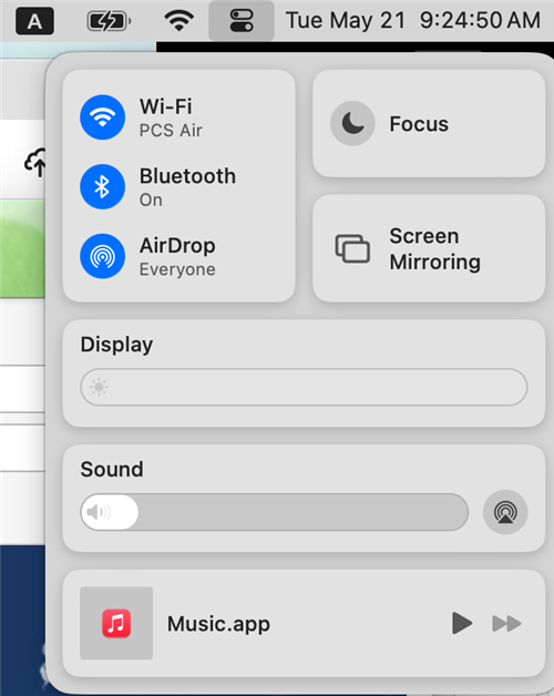 The Mac Menu Interface for sound next to the date and time.